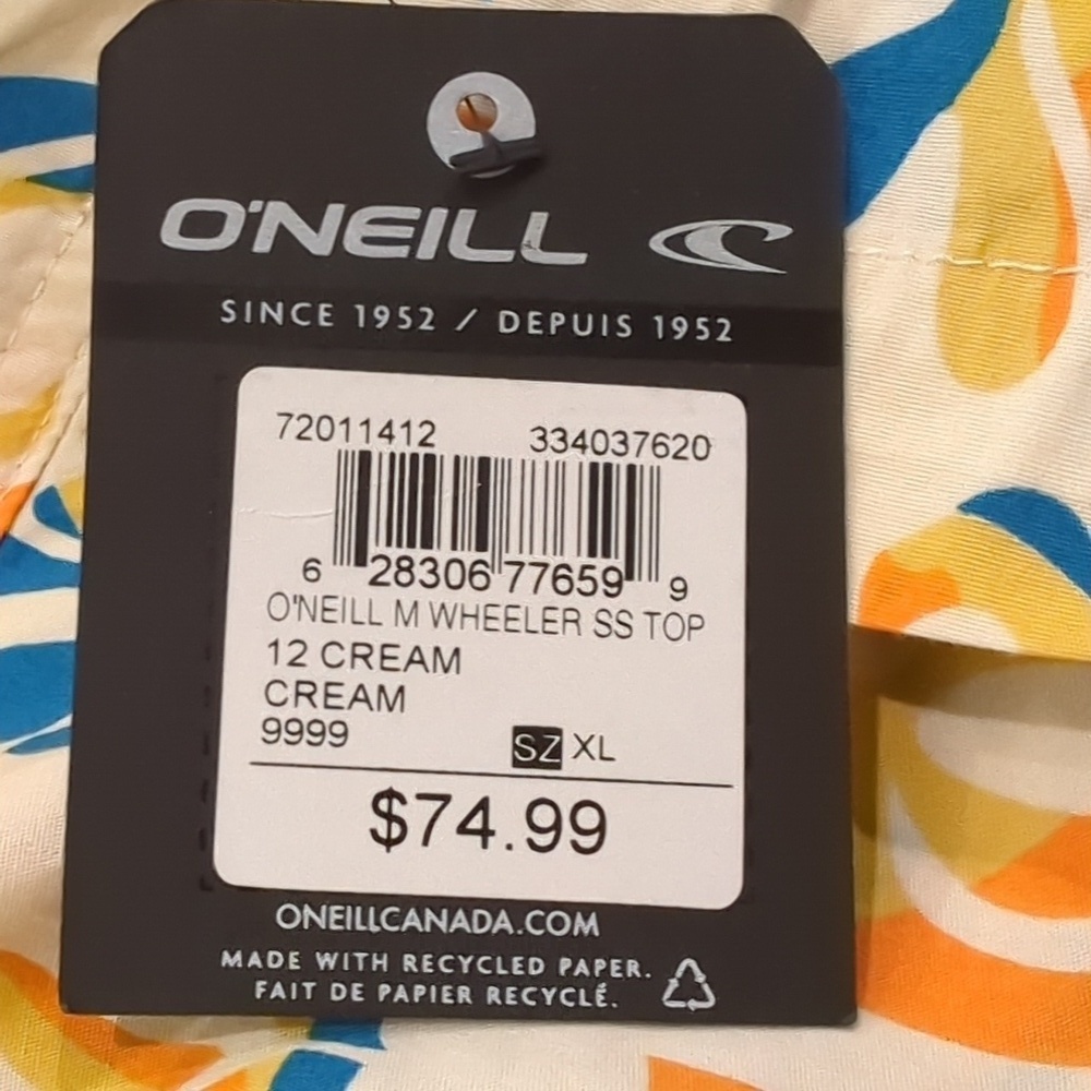 New O'Neill Cotton Shirt Oasis Tropical Short Sleeve Modern Fit  Sz XL or XXL - Picture 14 of 14